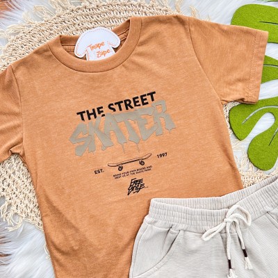 Conj. Camiseta The Street Skater e Bermuda - Ferrugem e Areia